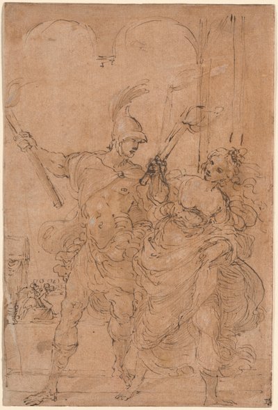 Alexander og Thaïs sætter ild til Persepolis, sandsynligvis ca. 1592 (pen og blæk) af Ludovico Carracci