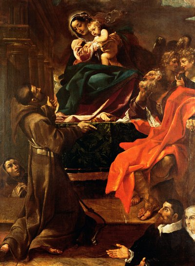 Pyhä perhe Pyhän Franciscuksen ja lahjoittajien kanssa af Ludovico Carracci
