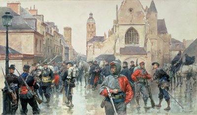En samling af Garibaldini og franske tropper ved Tours af Ludovico Marchetti