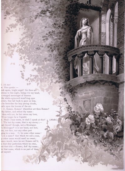 Juliet, ay me!. Romeo hun taler. , illustration fra Romeo og Julie, af Ludovico Marchetti