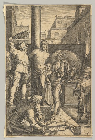 Flagelationen, fra The Passion of Christ, ca. 1623. af Ludovicus Siceram
