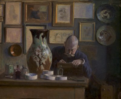 Arkitekten Thorvald Bindesbøll i sin arbejdsstue af Ludvig Find