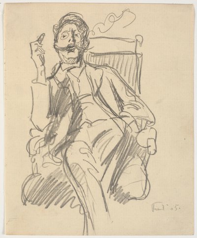 Kunsthistorikeren Carl V. Petersen, siddende, med cigar af Ludvig Find