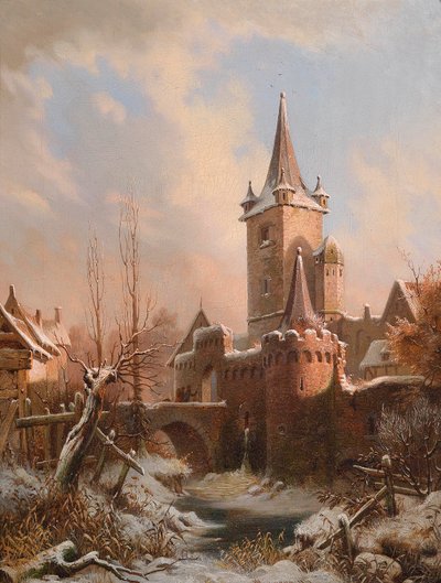 Carl Ludwig Ferdinand Messmann Slotslandskab om vinteren af Ludvig Messmann