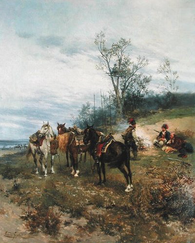Græsning, ca. 1890 (olie på lærred) af Ludwick Gedleck