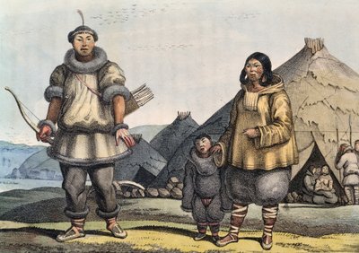 Chukchi-familie foran en hytte, Beringstrædet, Rusland af Ludwig (1795 1828) Choris