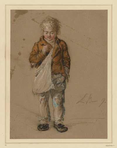 Tiggende dreng med pose af Ludwig Buchhorn