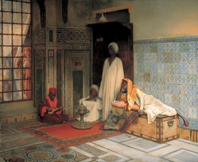 The Guards of the Harem (olie på panel) af Ludwig Deutsch