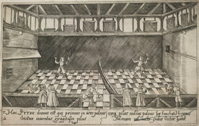 Et spil ægte tennis, ca. 1600 (gravering) af Ludwig Ditzinger