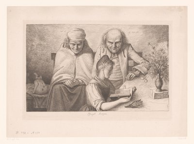 lyserød morgen Pinsemorgen (titel på objekt) af Ludwig Emil Grimm