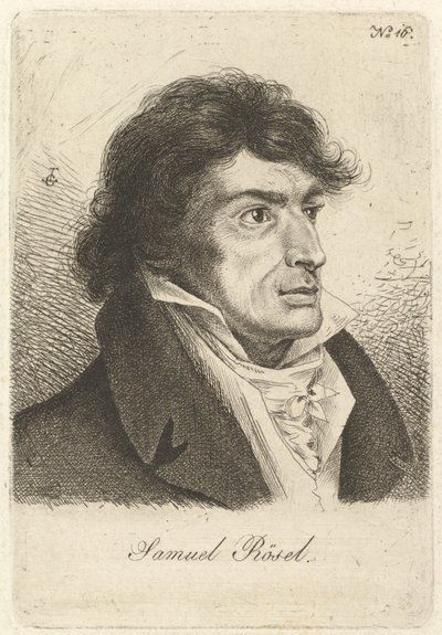 Portræt af Johann Gottlieb Samuel Rösel. af Ludwig Emil Grimm
