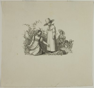 Familie med Picnickurve af Ludwig Ferdinand Schnorr von Carolsfeld