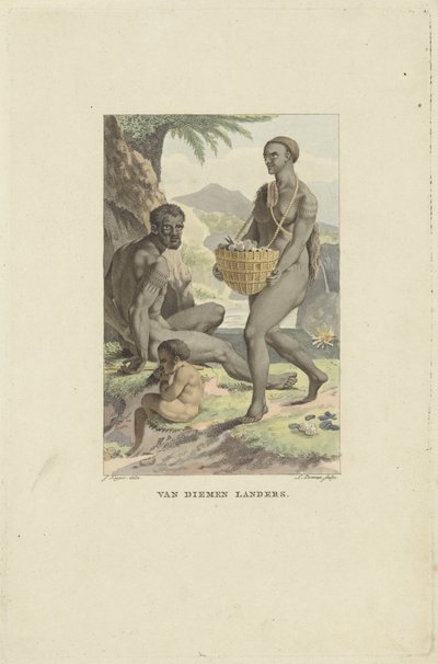 Folk i Tasmanien Van Diemen Landers (titel på objekt) af Ludwig Gottlieb Portman
