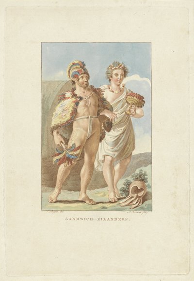 Indbyggere på Sandwichøerne (Hawaii) Sandwichøerne (titel på objekt) af Ludwig Gottlieb Portman