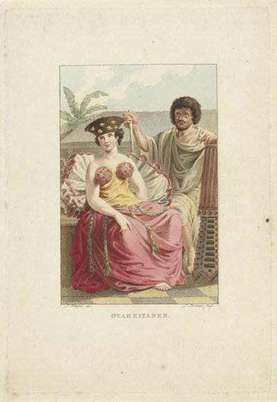 Indbyggere på Otaheite Island (Tahiti) Otaheitanen (titel på objekt) af Ludwig Gottlieb Portman