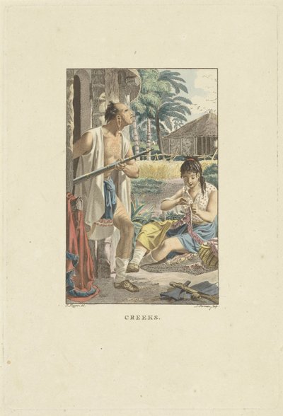 Par ved deres hytte i marken Creeks (titel på objekt) af Ludwig Gottlieb Portman