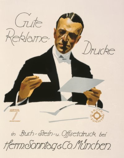 Gode ​​reklametryk hos Herm. Søndag og Co. München af Ludwig Hohlwein