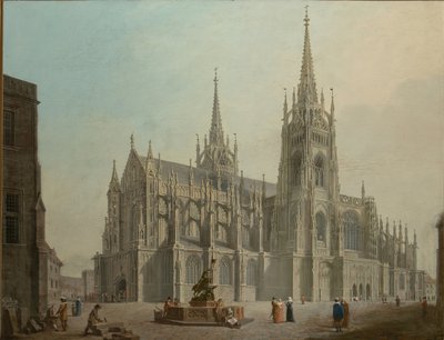 La cathedrale saint Guy de Prague - Sankt Vitus-katedralen i Prag - Ludvik Kohl (1746-1821). Olie på lærred af Ludwig Kohl