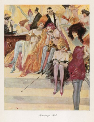 Cabaret in Hell (farve litho) af Ludwig Lutz Ehrenberger