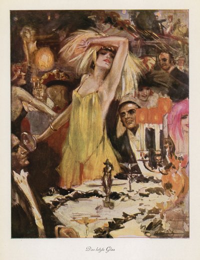 Det sidste glas (farve litho) af Ludwig Lutz Ehrenberger