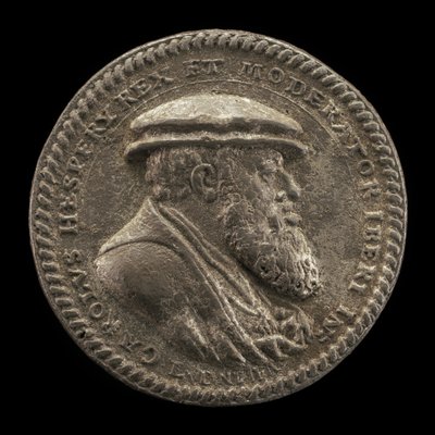 Karl V, 1500-1558, konge af Spanien 1516-1556, hellig romersk kejser 1519 [forside], 1542. af Ludwig Neufahrer