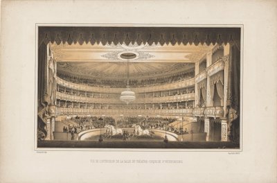 Interiør af Equestrian Circus Theatre i Sankt Petersborg, 1850. af Ludwig Premazzi