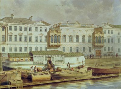 Naryshkin-paladset ved Fontanka-floden, midten af det 19. århundrede. af Ludwig Premazzi