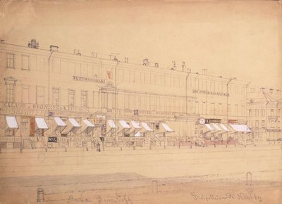 Demidov Hotel ved Nevsky Prospekt i St. Petersborg, midten af det 19. århundrede af Ludwig Premazzi
