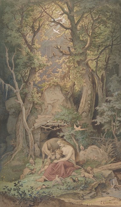 Genoveva, 1820-84. af Ludwig Richter