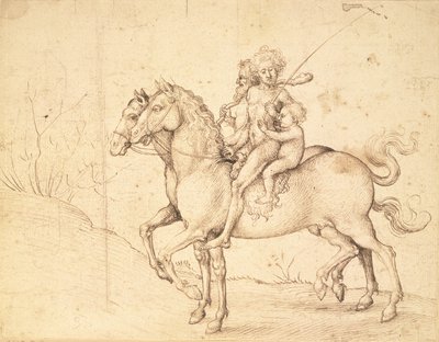 Savages on Horseback (pen og brunt blæk) af Ludwig Schongauer