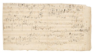 Autografmusikmanuskript, et skitseblad til den langsomme sats af Strygekvartetten i C, op. 59, nr. 3, den tredje "Razumovsky"-kvartet, Wien, ca. 1806 af Ludwig van Beethoven