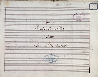 Første side af noderne til Symfoni nr. 1 og C-dur opus 21 af Ludwig van Beethoven af Ludwig van Beethoven