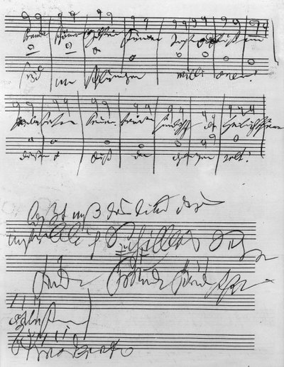 Håndskrevet partitur (blæk på papir) af Ludwig van Beethoven