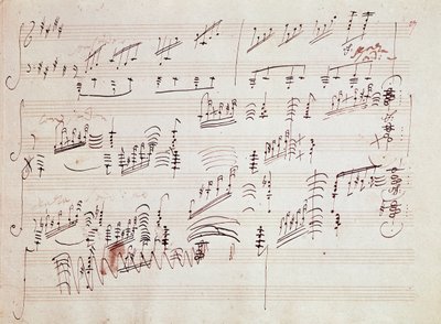Nodehæfter til "" Sonata pour piano n* 14 en do diese minor" "" Sonata au clair de lune" af den tyske komponist Ludwig van Beethoven (1770-1827) komponeret i 1801. House, Natale de Beethoven, Bonn. Tyskland af Ludwig van Beethoven