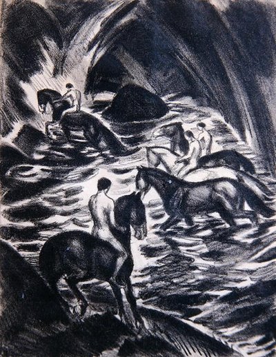 Unge rider (litho) af Ludwig von Hofmann
