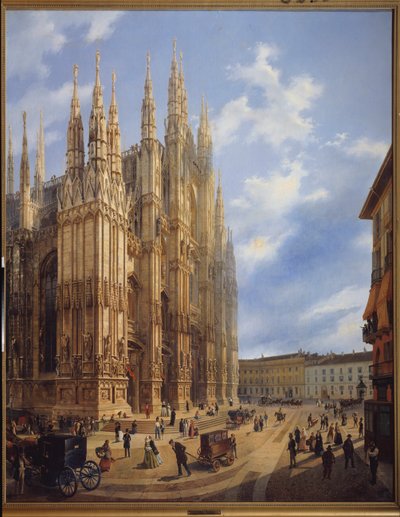 Katedralen (Duomo) i Milano (Italien). Maleri af Luigi Premazzi (1814-1891), olie på lærred af Luigi Premazzi