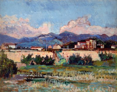 Huse og haver i Ardenza, af Ulvi Liegi (1858-1939), olie på bord, 27x34 cm af Luigi Levi
