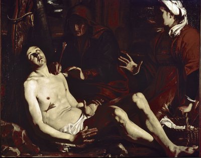 Sankt Sebastian helbredt af de hellige kvinder (olie på lærred, ca. 1630) af Luigi Miradori