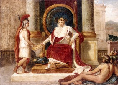 Napoleon leverer lovkodeksen til gudinden Rom af Luigi Agricola