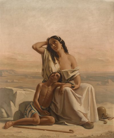 Hagar og Ismael i ørkenen af Luigi Alois Gillarduzzi