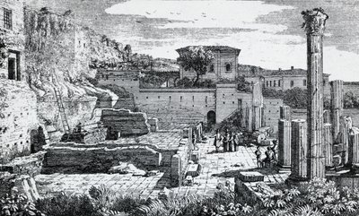 Vespasianuksen temppelin rauniot Bresciassa, kaiverrus Louis Basiletti (1780-1860), Italia af Luigi Basiletti