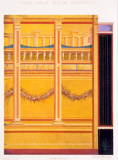 Vægdekorationer fra Sølvbryllupets Hus, Pompeji, 1897 af Luigi Bazzani