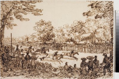 Hestevæddeløb (sandsynligvis festen San Giovanni a Firenze) (Ink, ca. 1825) af Luigi Garibbo