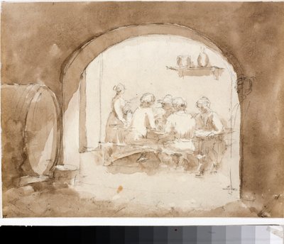 Interiør af en kro (Akvarel, ca 1820) af Luigi Garibbo