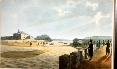 Udsigt over Pila-broen i Genova (akvarel, ca. 1825) af Luigi Garibbo