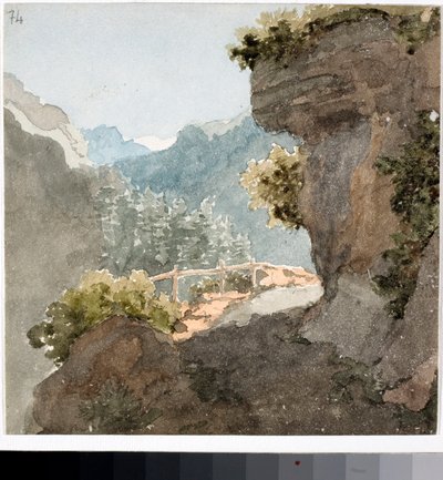 Udsigt over bjergstien (akvarel, ca 1820) af Luigi Garibbo