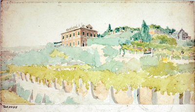 Udsigt over Marquis Gian Carlo di Negros villa kendt som Villetta Di Negro i Genova (Akvarel, ca 1820) af Luigi Garibbo