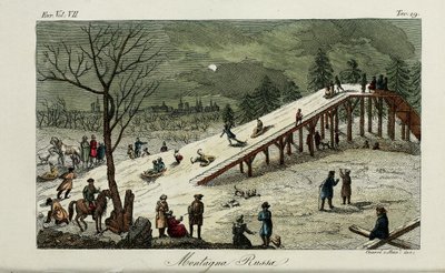 En rutsjebane. Illustration fra antikke og moderne skikke eller regeringshistorie af Giulio Ferrario, 1831 af Luigi Giarrè