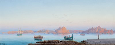 Grand Harbour, Malta, fra Valletta, 1911 af Luigi Maria Galea