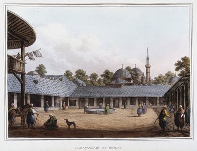 Camping i Borgas. i "" Udsigter i de osmanniske dominioner, i Europa, i Asien og nogle af middelhavsøerne""" fra de originale tegninger taget af Luigi Mayer, London af Luigi Mayer